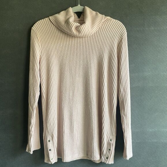 Liz Claiborne Pink Ribbed Cowl Turtleneck Medium - Picture 1 of 6